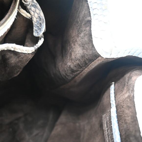 Nancy Gonzalez Light Gray & Cream Snake Leather Shoulder Bag - Picture 14 of 15